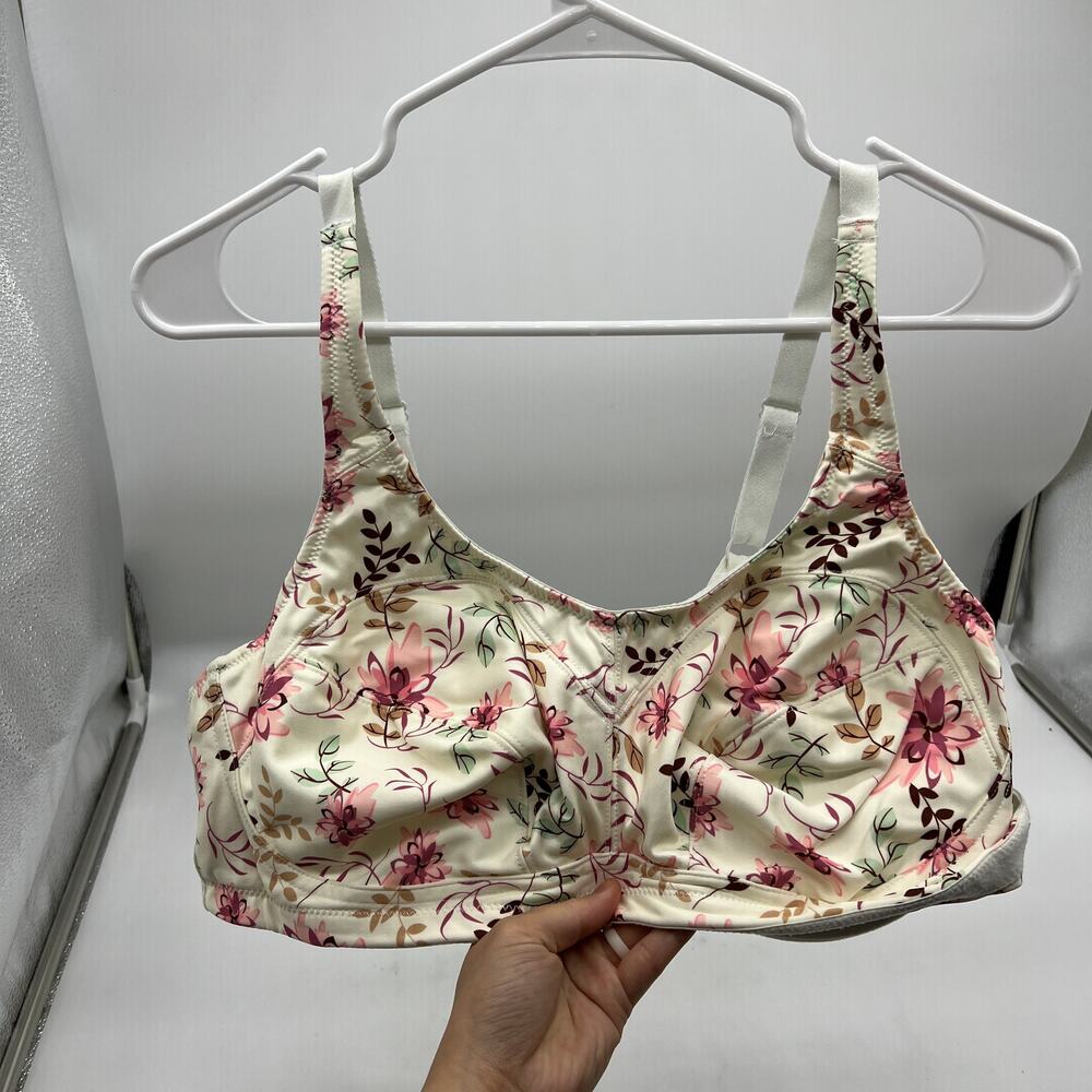 Breezies Underwire Print or Solid Support Bra Ivory Floral, 44 B